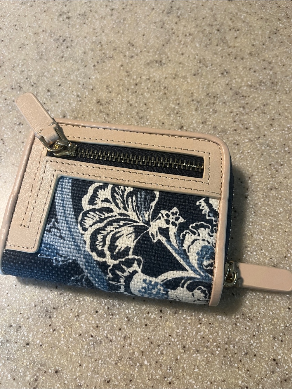 Spartina 449 Navy Floral Wallet with Beige Trim - Picture 2 of 5